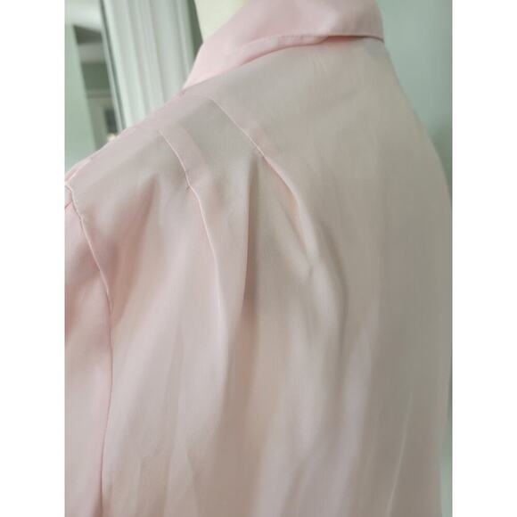 Vintage Kristen Pleated Blouse Soft Pink Button Down Polyester Blouse - Picture 4 of 9